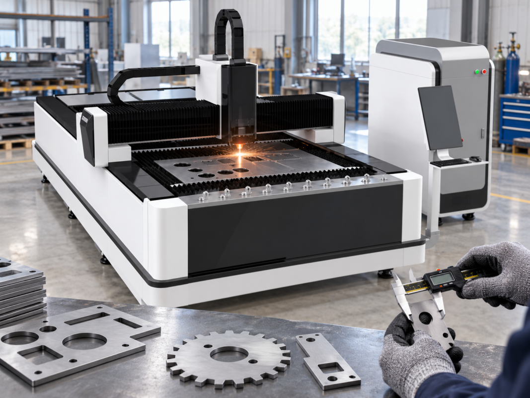 Laser cutting kerf compensation with precision part measurement