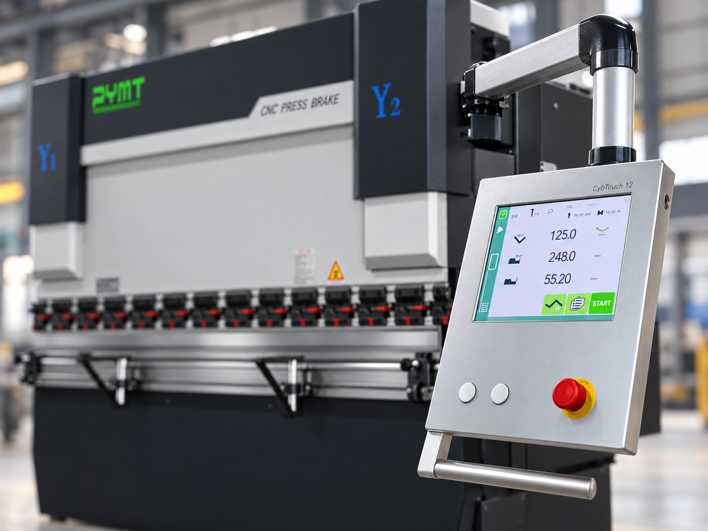 CNC press brake used for sheet metal bending and backgauge positioning